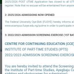 FUOYE Admission List 2025/2026